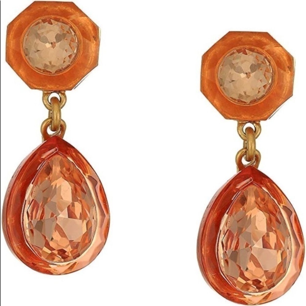 J. CREW Casino Tear Drop Earrings Orange